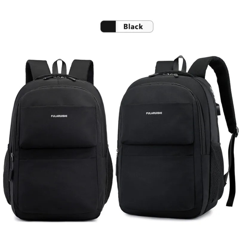 Черный Men Backpack School Bag Waterproof Nylon New Schoolbag Business Laptop Polyester Bag 14 Shoulder Bag 15.6 Inch Computer Packsack - Цвет: Черный