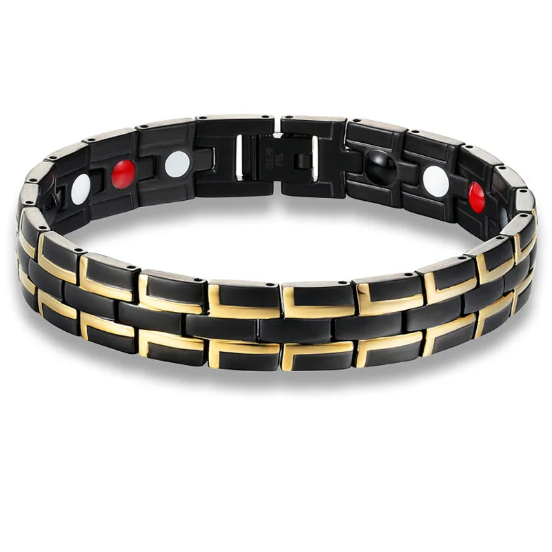 Черный магнитный браслет для мужчин из титановой нержавеющей стали