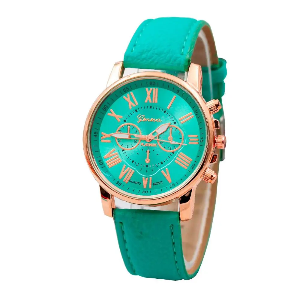 

Designer Luxury Fashion Casual Gold Women Watches Bracelet Women's Geneva Roman Numerals Faux Leather Analog Quartz Watch