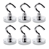 6pcs strong magnetic hook metal organization tools for home kitchen bedroom office closet super powerful hook magnet