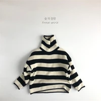 2021 stripe kids sweaters spring winter baby boys girls warm knitted bottoming thicken childrens clothes top high quality