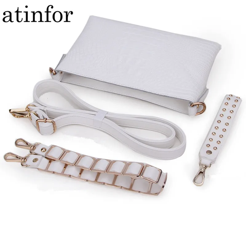 Белые женские сумки через плечо из натуральной кожи с узором крокодиловая кожа