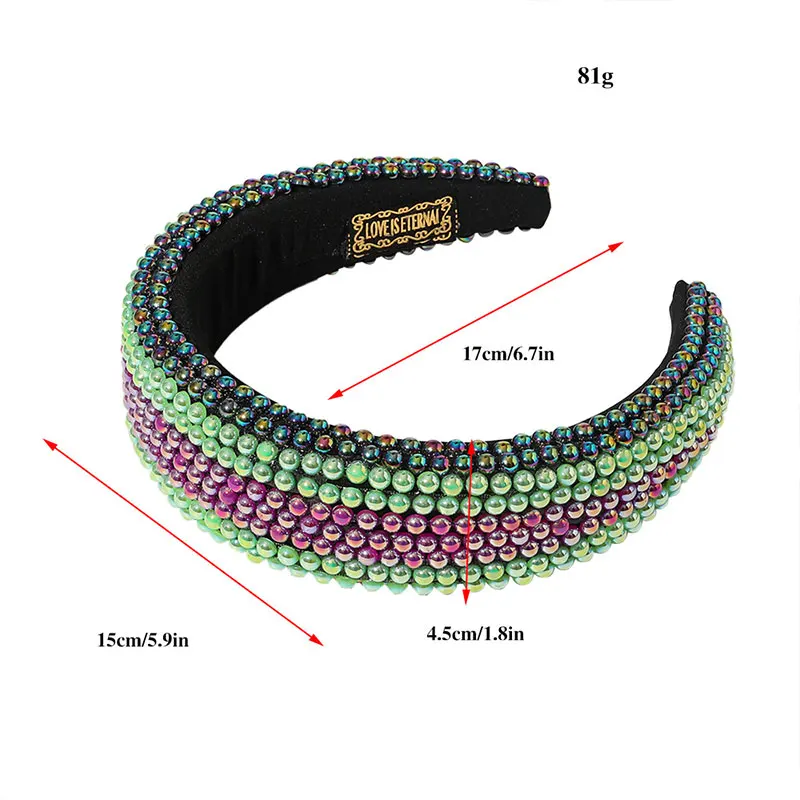 

Full Pearls Padded Headbands Luxury Shiny Head Hoop Thick Sponge Hair Hoop Fashion Handmade Hair Accessories Baroque Style
