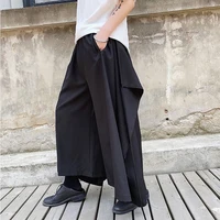 mens wide leg pants spring and autumn new style personality ribbon dark simple fashion show casual loose large size pants