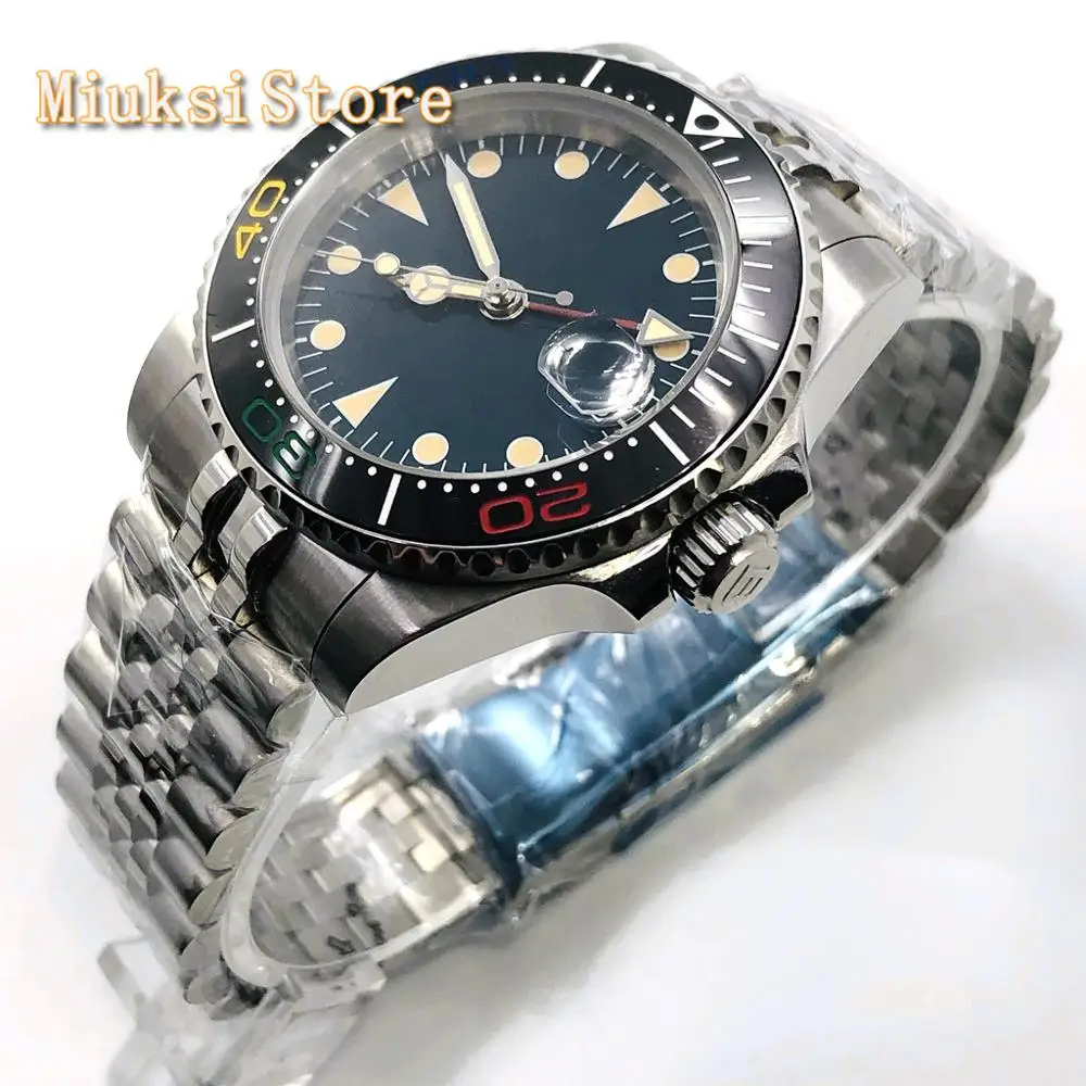 Мужские Роскошные Серебристые часы Bliger 40 мм сапфировое стекло керамический