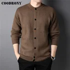 COODRONY бренд осень зима толстый теплый кардиган с круглым вырезом Мужская одежда Высокое качество классический чистый цвет трикотажный свитер пальто C2142