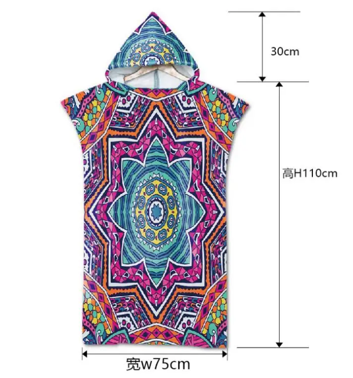 Полотенце для ванны из микрофибры с геометрическим узором и капюшоном |