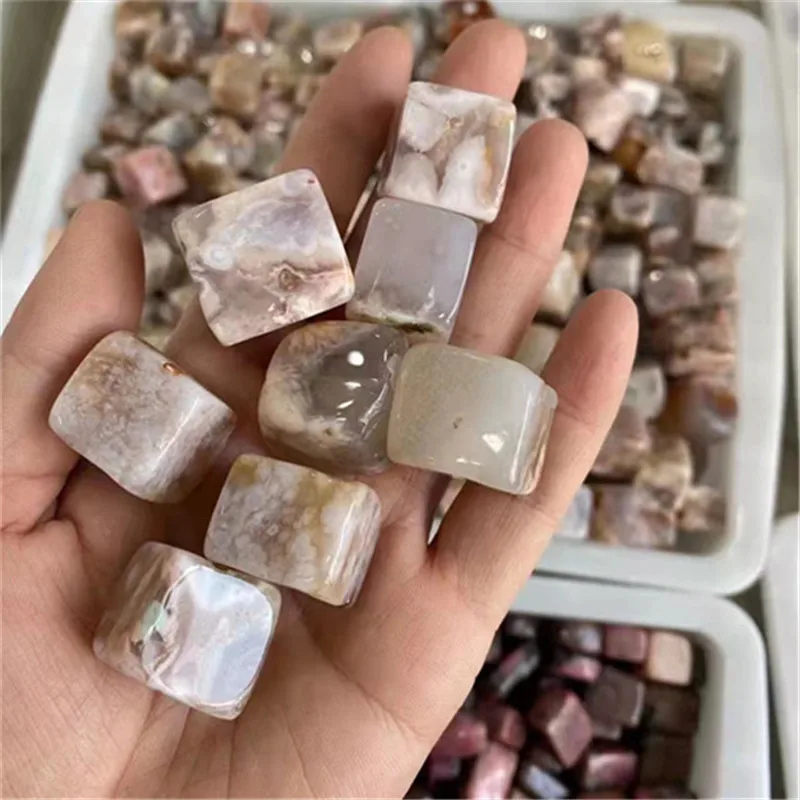 

Natural Sakura Agate Cube Crystals Healing Stones For Home Decor