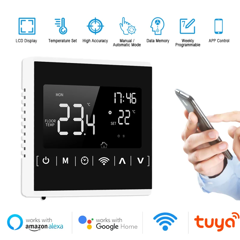 

Tuya WiFi Smart Thermostat LCD Display Touch Screen For Electric Floor Heating Water/Gas Boiler Temperature Remote Controller