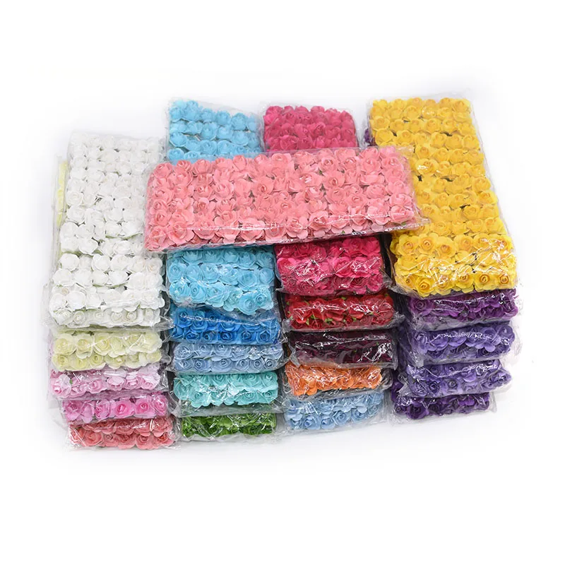 144 шт./лот Мини бумажные цветы искусственные розы Букет Скрапбукинг DIY ремесло для