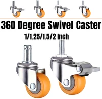 4pcs 360 degree swivel caster wheels 11 251 52 inch with stem orange caster nylon wheels no noise for shopping cart trolley