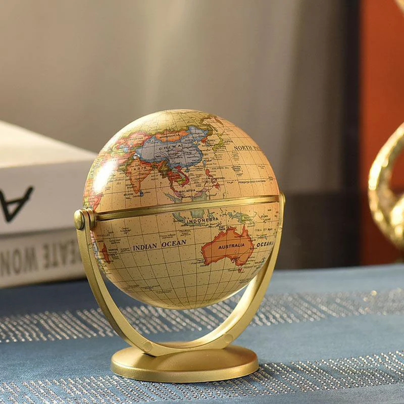 

Universal Globe Ornament Globe Map Antique Paint Rotating Bracket Water-proof Stable Round Base Home Craft