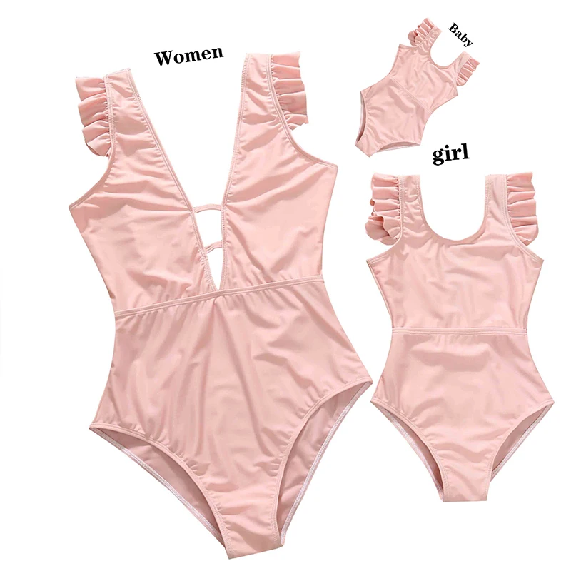 Family Look Swimsuit 2022 Family Matching Swimwear Mommy And Me Swimsuit Bikini Set Summer Beach Holiday Mom Daughter Clothes