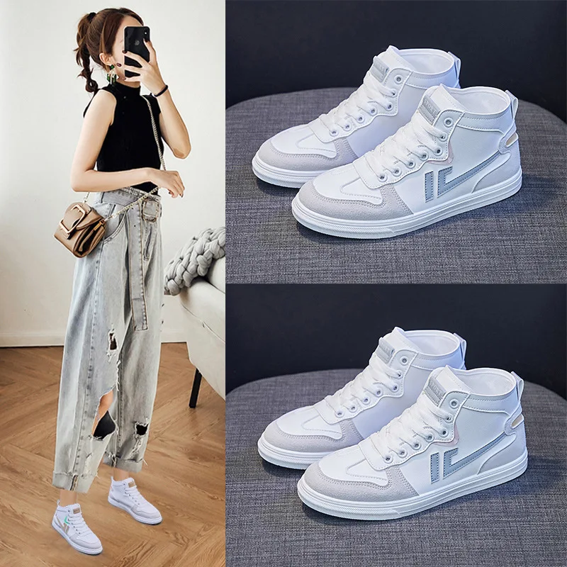 Fashion round head autumn new thick-soled lace high-top Korean version of old shoes high-top shoes for students