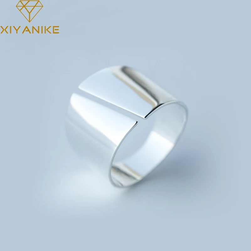 

XIYANIKE Silver Color Minimalist Wide Glossy Rings Women Opening Cuff Finger Ring For Unisex Fine Fashion Jewelry Gifts