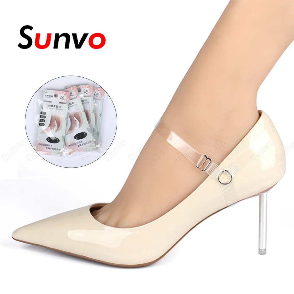 Sunvo Women Shoe Laces No Tie Shoelaces For High Heels Shoes Anti-Slip Adjustable Lady Lace Lock Straps Decoration Shoestring
