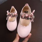Туфли принцессы бежевые, розовые, с цветами, на мягкой подошве, детские кожаные туфли для танцев, 1, 2, 3, От 4 до 6 лет