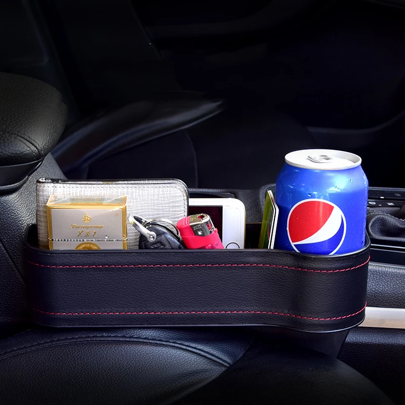 

ABS Fiber Leather Car Seat Crevice Shockproof Storage Box For Storing Cigarette Documents Certificate Mobile Phone Charging Port