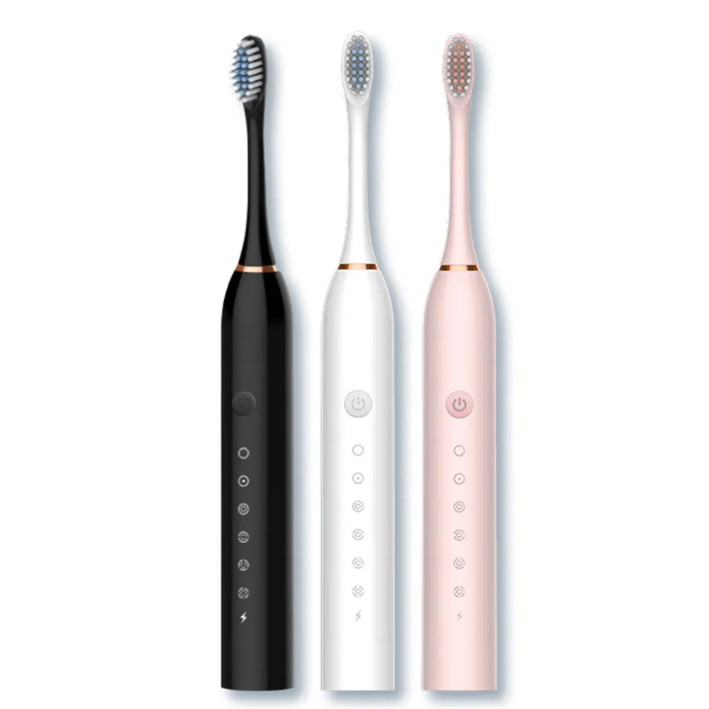 

Sonic Electric Toothbrush for Adult Kids Timer Brush 6 Mode USB Charger Rechargeable Tooth Brushes Replacement Heads Set Black