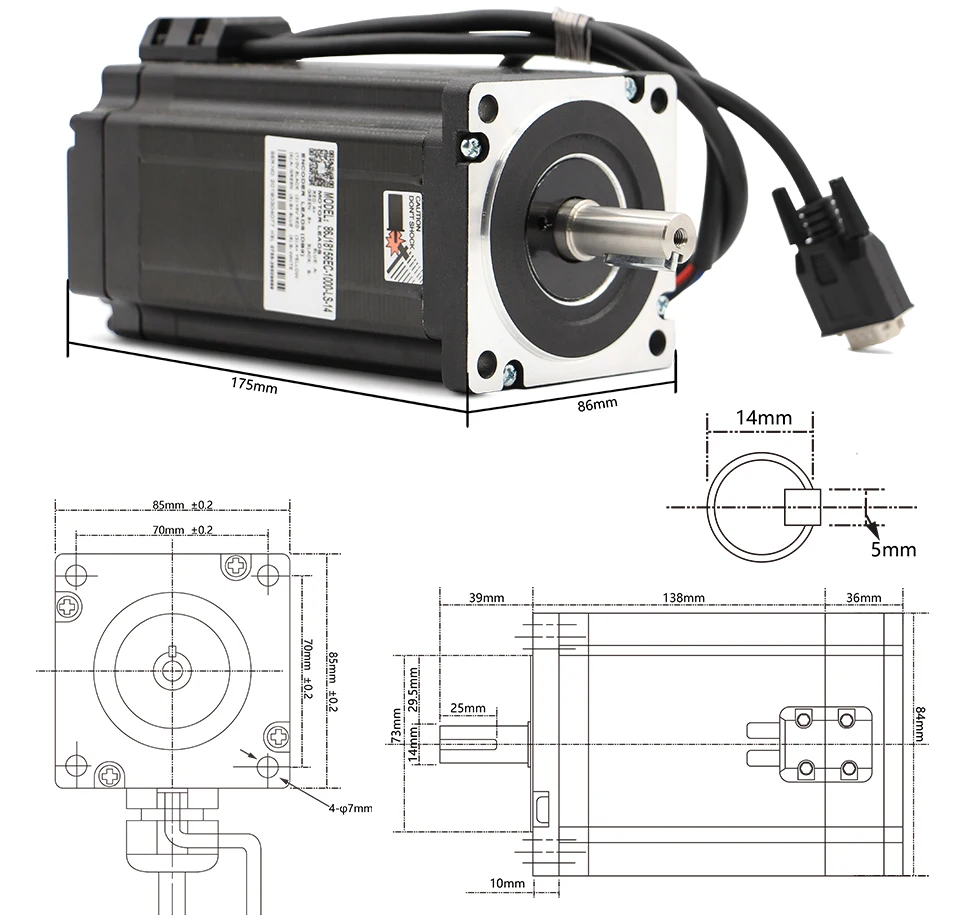 CNC Nema34 замкнутый контур двигателя 12 нм гибридный шаговый двигатель Гибридный двигатель Nema 34 6A 1700Oz-in драйвер двигателя DC(40-110 В)/AC(60-80 в