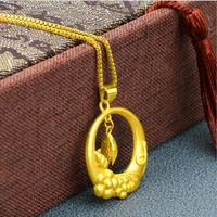 hi lm ethnic round 24k gold fish jumped longmen pendant necklace for unisex party jewelry with chain birthday gift long not fade