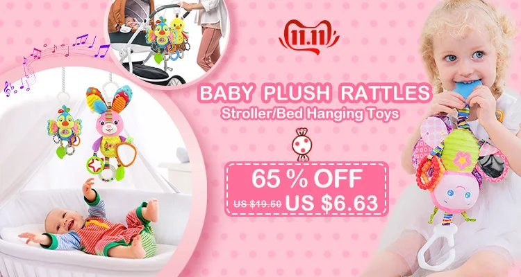 Baby Infant Plush Rattle Stuffed Toy Hand Grasp Teethers Cute Animal Handbell Ring Newborns Early Development Boys Girls Gift