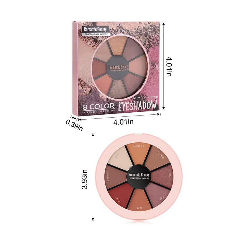 

Romantic Beauty 8-color Shimmer Glitter Eyeshadow Palette Makeup Bronze Bronze Smoked Pearl Long Lasting Matte Eyeshadow Palette