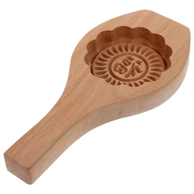 

Round Wood Flower Mooncake Mold Mid Autumn Festival DIY Hand Pressure Fondant Moon Cake Mould Decoration Tool