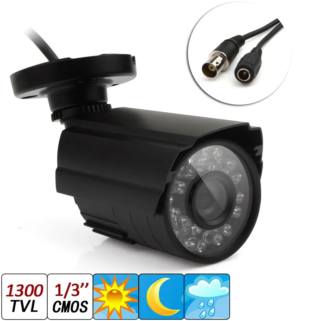 

1pc NTSC CCTV Security Camera IR Night Vision 1300TVL Waterproof Outdoor Color 3.6mm Lens Mini Security Camera