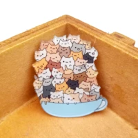1pcs cute cartoon stacked cat acrylic brooch for women clothes badge icons on the backpack brooches pins animal badges kids gift