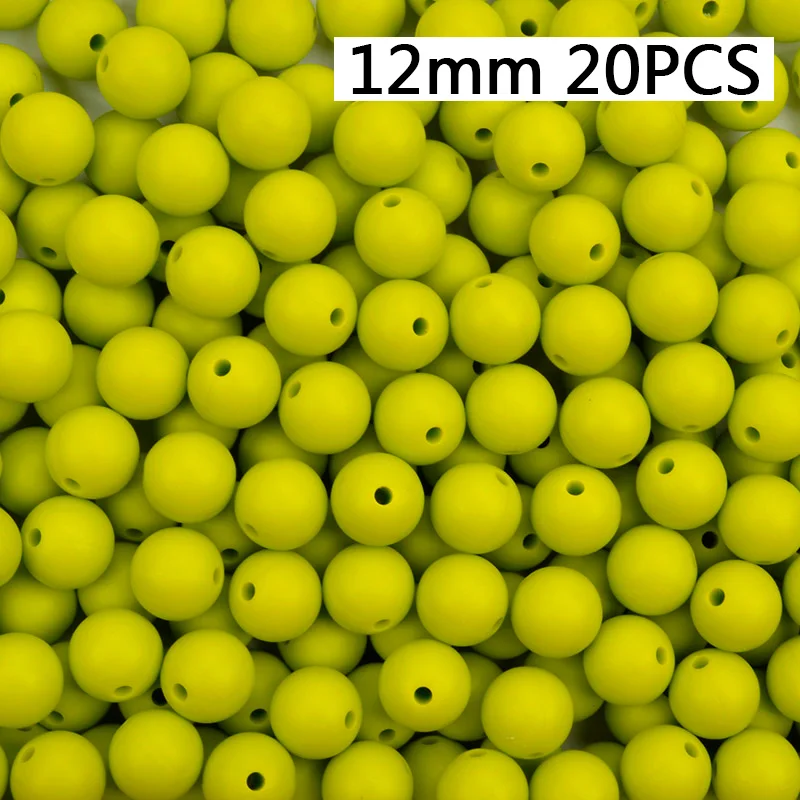 12mm-20PCS Силиконовые бусы 9/12/15 мм Детские Прорезыватель для зубов круглый Прорезывания Зубов Силиконовые Бусины Perle силиконовый зубного прикуса станет заметно Прорезывания Зубов Бусины для изготовления ювелирных изделий - Цвет: 12mm-20PCS