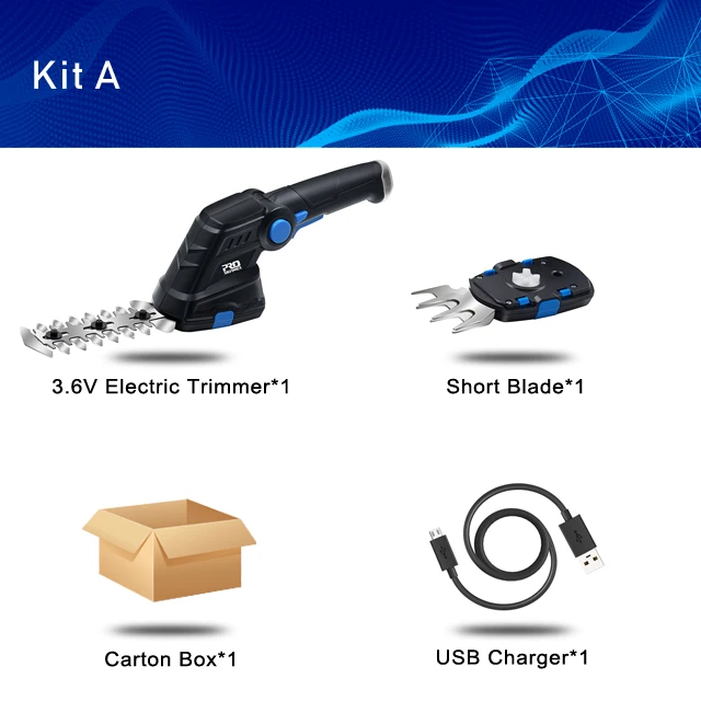 KIT A Prostormer электрический триммер 2 в 1 3,6 В USB беспроводной домашний триммер перезаряжаемые прополки секатор косилка - Цвет: KIT A
