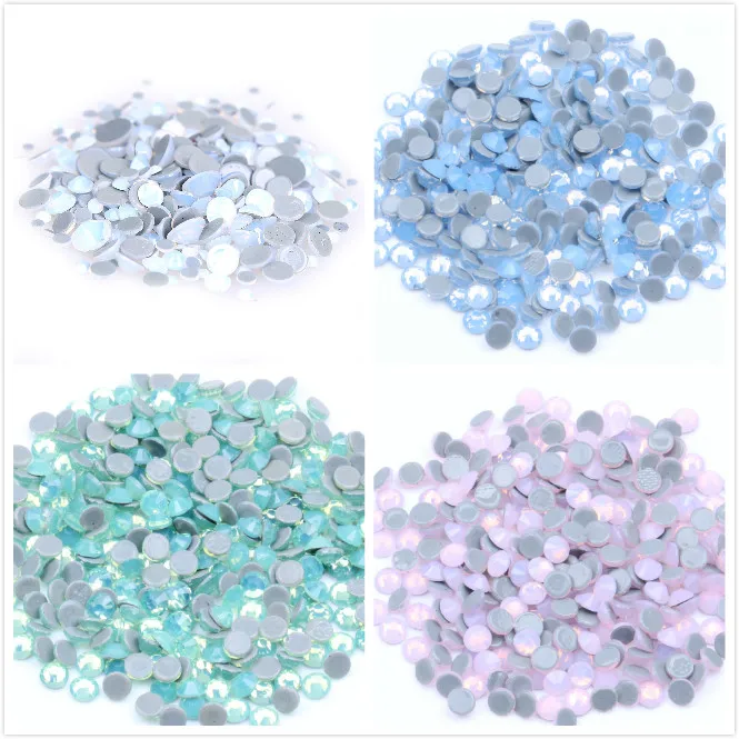 All Sizes Blue/Green/White/Pink Opal Crystal Nail Art Rhinestone decorations 3D Flatback Glass HotFix Rhinestones for Garment