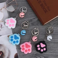 creative cute dog cat paw keychain 3d cartoon animal paw soft silicone animal handbag festive decor car accessories 2021