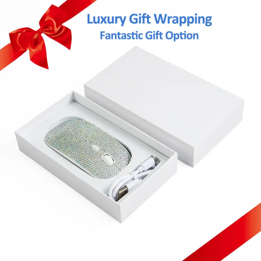 

2.4Ghz Silent Charging Wireless Optical Mouse, 1600Dpi, Diamond-Studded Fashionable Business Office Gift Mouse, For Pc Laptop