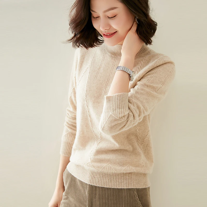 adishree 2020 woman winter 100% Cashmere sweaters autumn knitted Pullovers High Quality Warm Female thickening Turtleneck