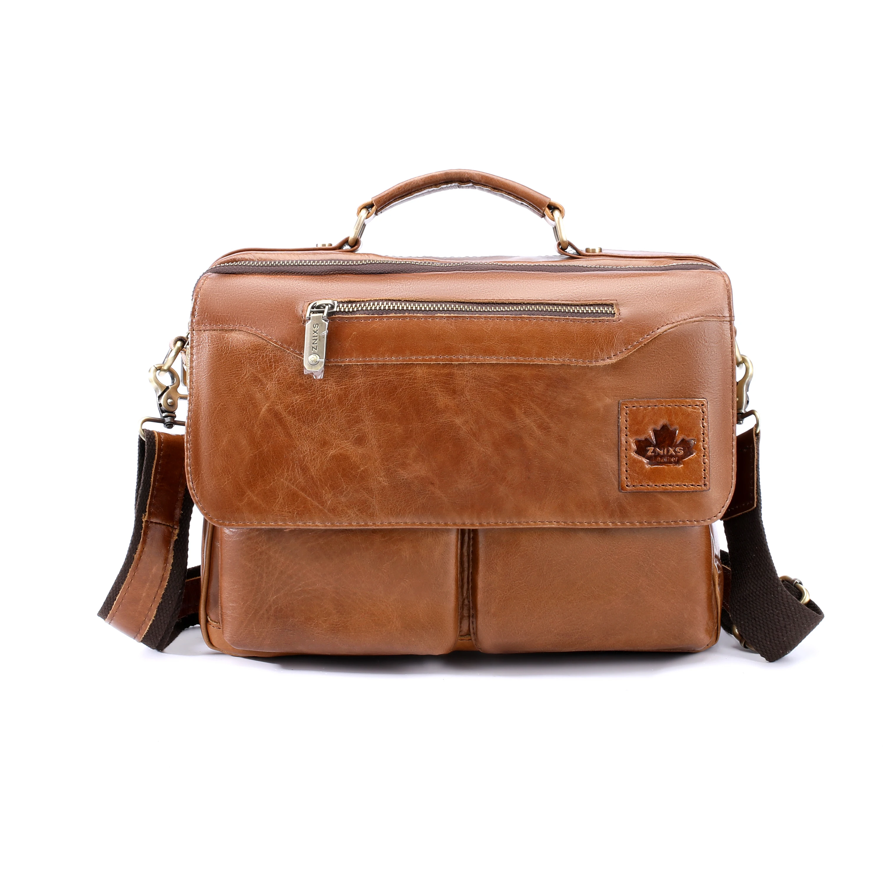 

Male Genuine Leather Business Travel Brifcases Bag Men's 15.6 Inch Laptop Shoulder Bag A4 Bag