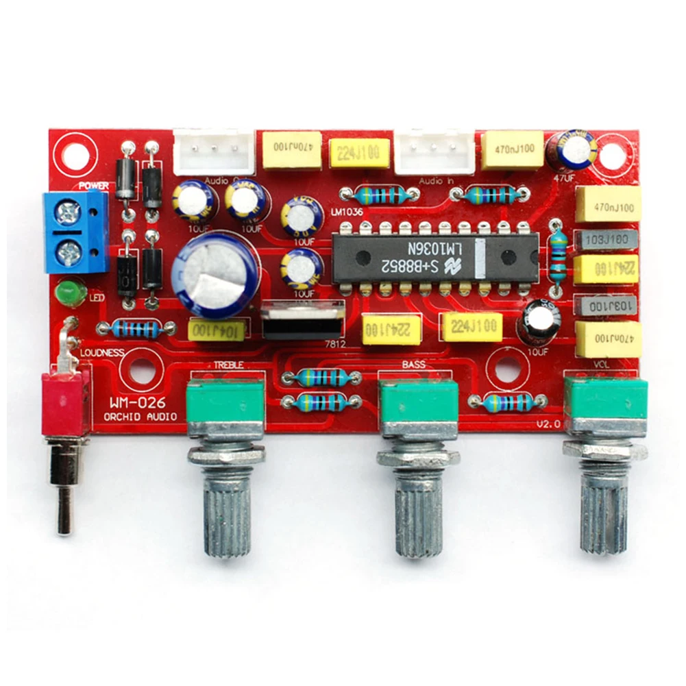 Anti Noise Amplifier Tone Board Kit Volume Control HIFI Preamp Enthusiast Treble LM1036 Accessories Module Bass Home Audio DIY |