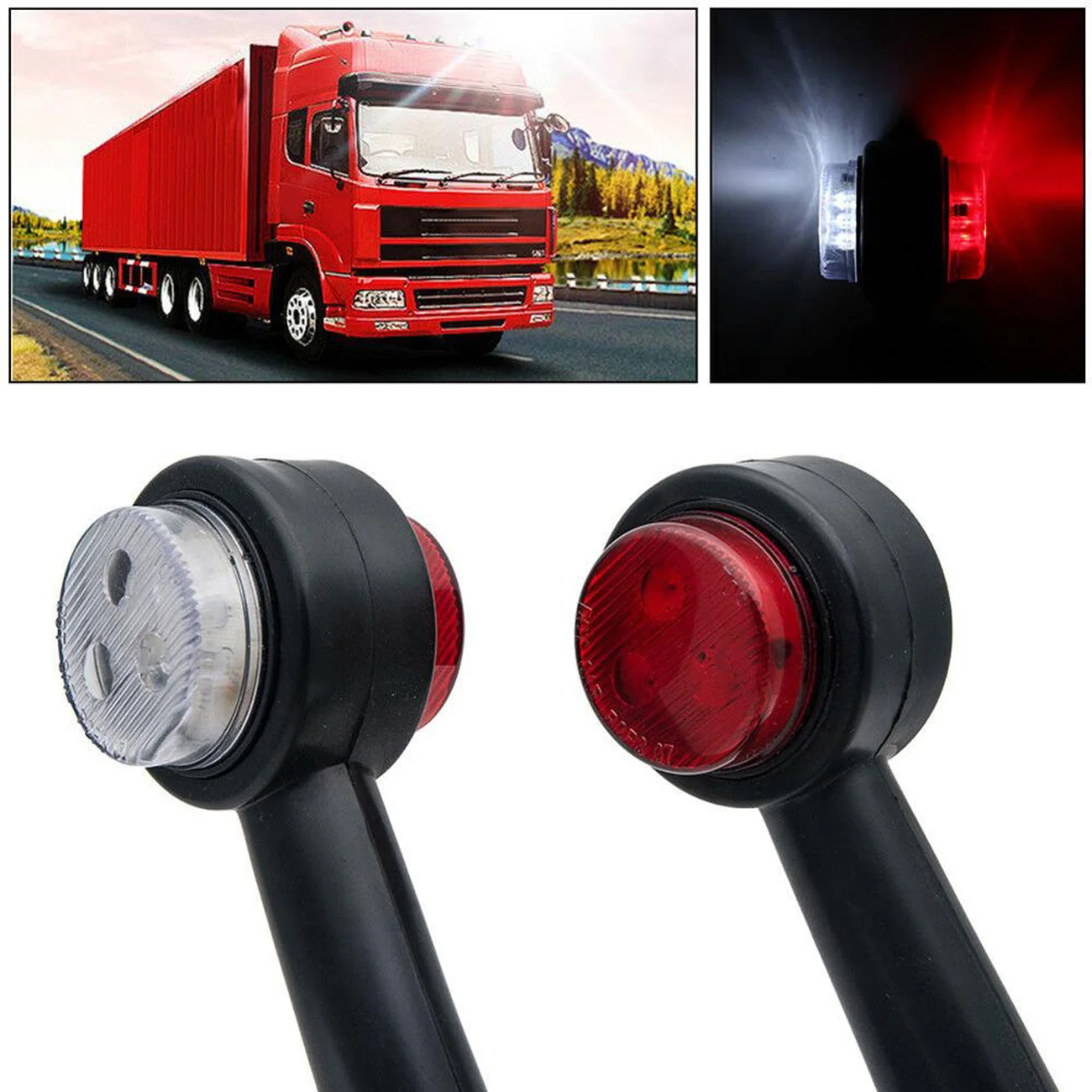 

Newest 2PCS 12SMD 9.5x5x12cm 12V/24V LED Double Side Light Warning Light For Truck Rear Light Trailer General Rear Light