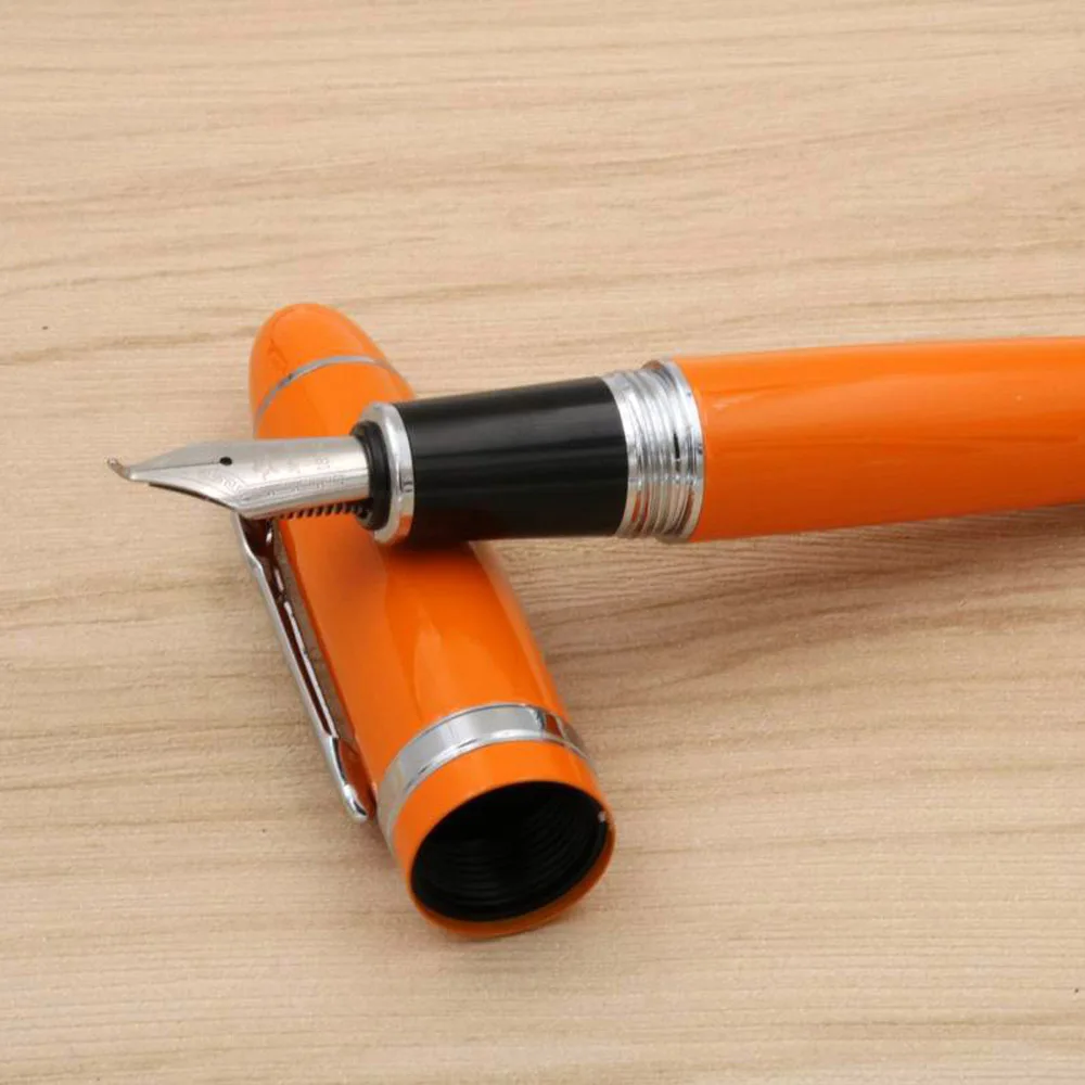 Роскошная металлическая перьевая ручка Jinhao 159 оранжевая серебристая вращающаяся