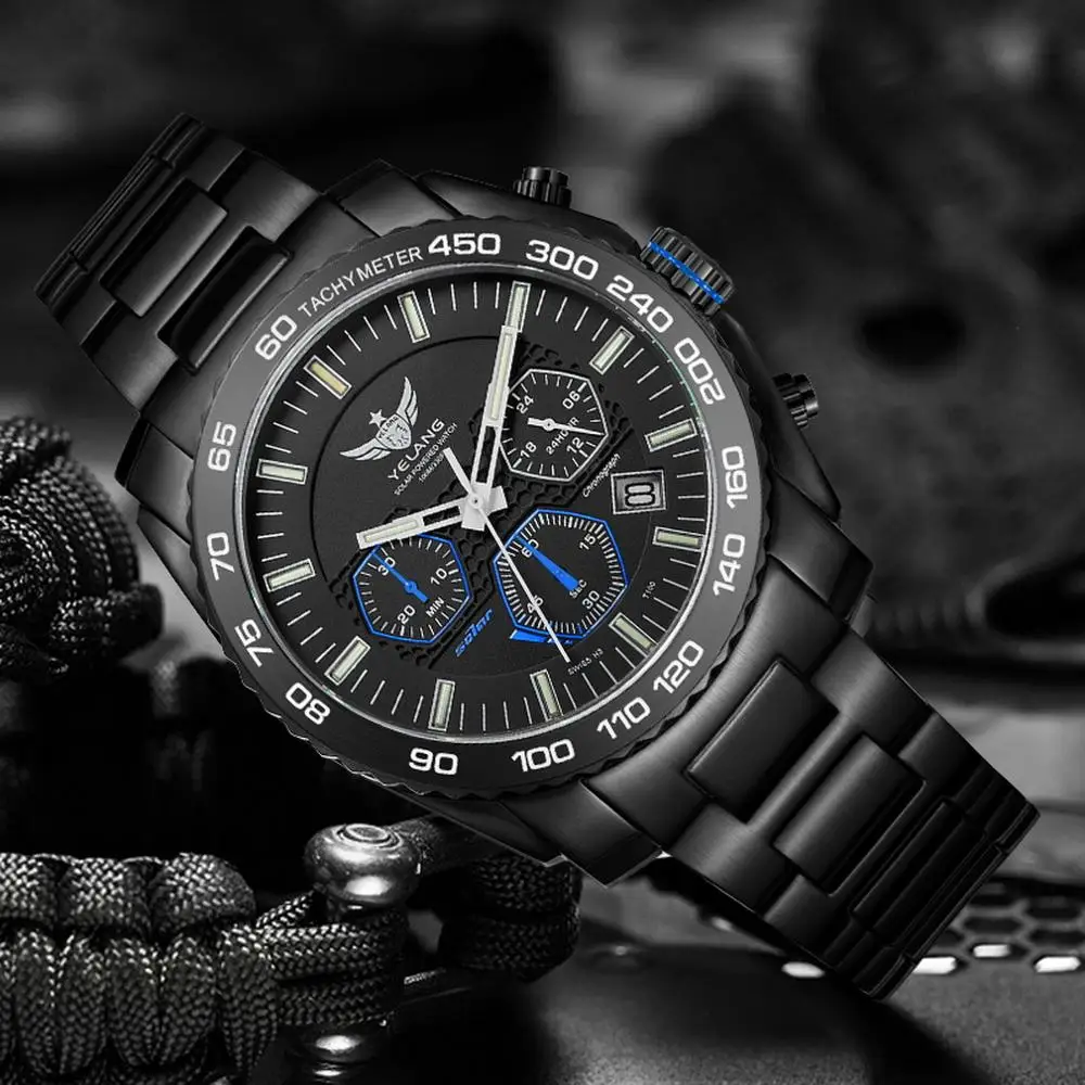 Мужские часы с тритием Yelang мужские Eco Drive армейские наручные T100 H3 светящиеся