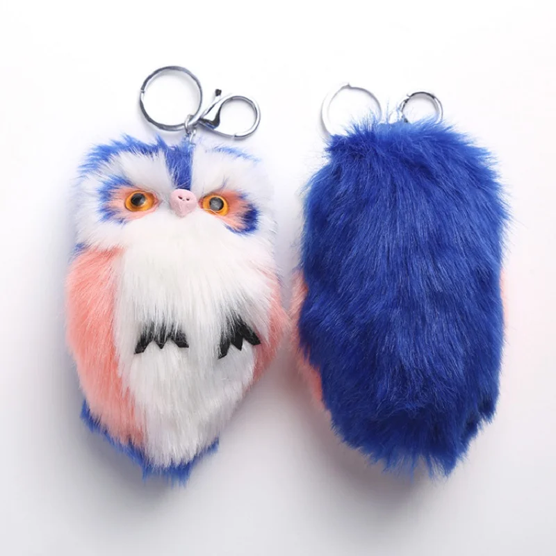 Милая пушистая сова брелок для ключей женский меховой шар из искусственного