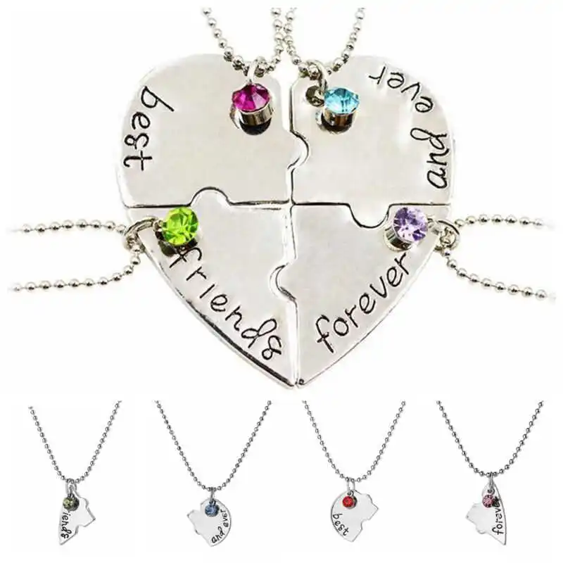 

Necklace Chain Crystal Friendship trinke Forever BFF 4 Friend Best Pendant