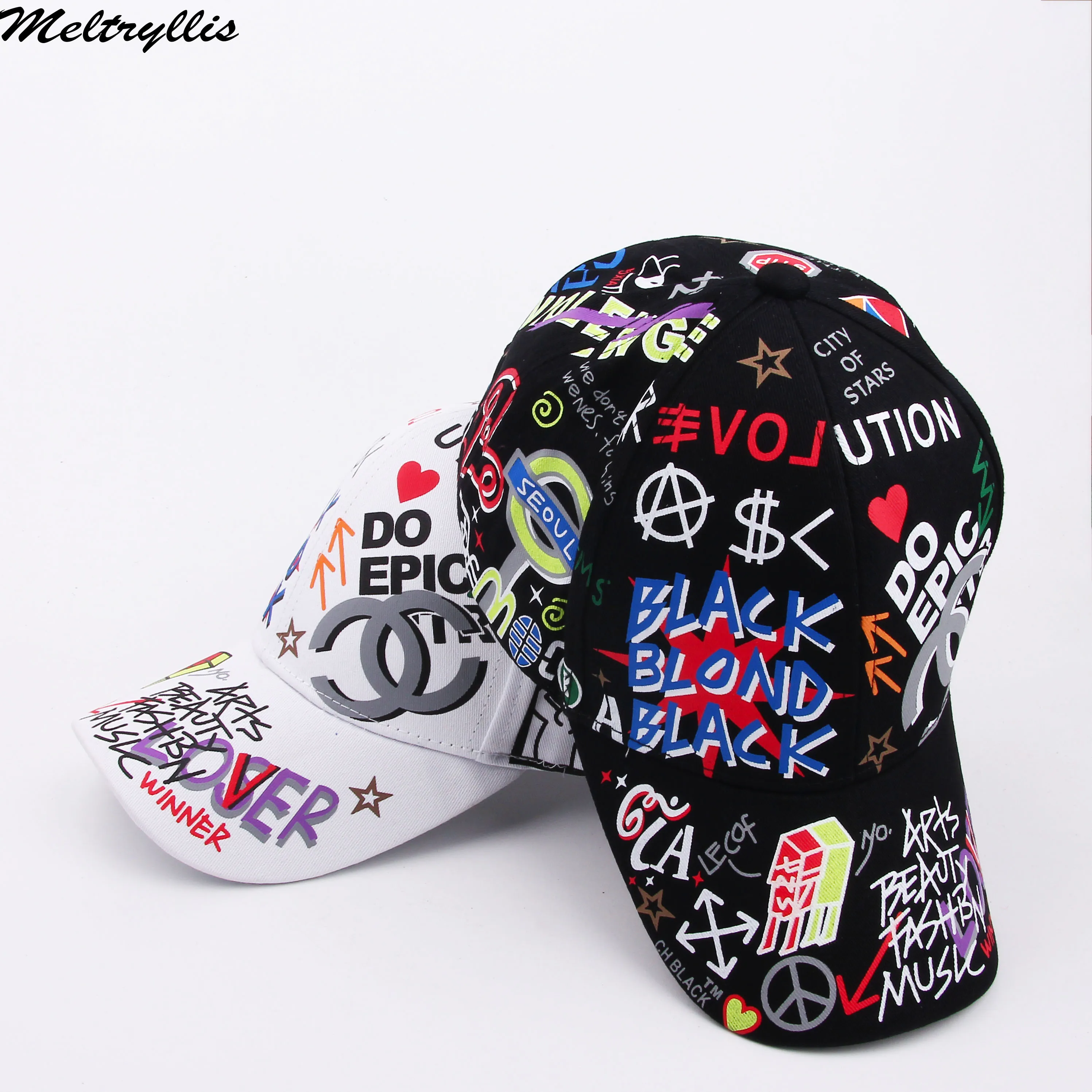 Бейсболка Meltryllis с принтом граффити для мужчин и женщин Регулируемая Кепка в