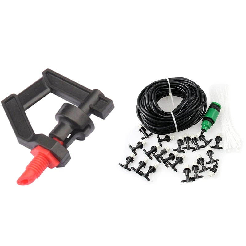 

1Set Misting Cooling System 66 Feet With 20 Pcs Mist Nozzle And Quick Coupling & 100 Pcs Refract G Type Rotating Nozzle