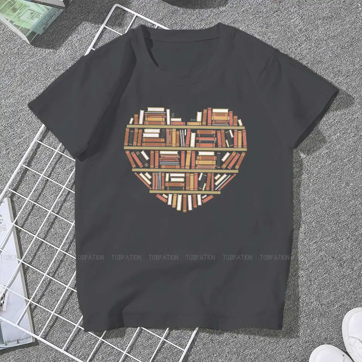 Футболка женская Базовая Повседневная свободного покроя с надписью I Heart Books 5XL |