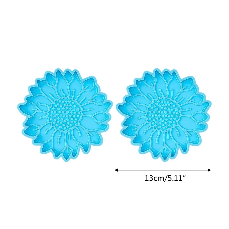 

New 2 Pcs Sunflower Shape Coaster Epoxy Resin Mold Cup Mat Casting Silicone Mould DIY Crafts Ornaments Decorations Making Tools