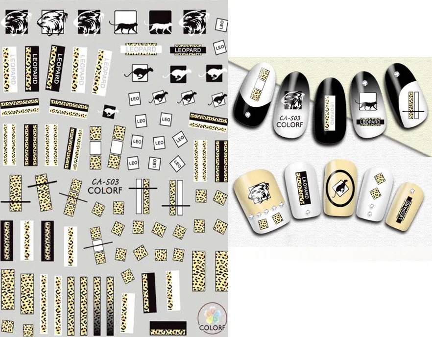 Леопардовой расцветки с принтовым дизайном Лак для ногтей на спине клей деколь