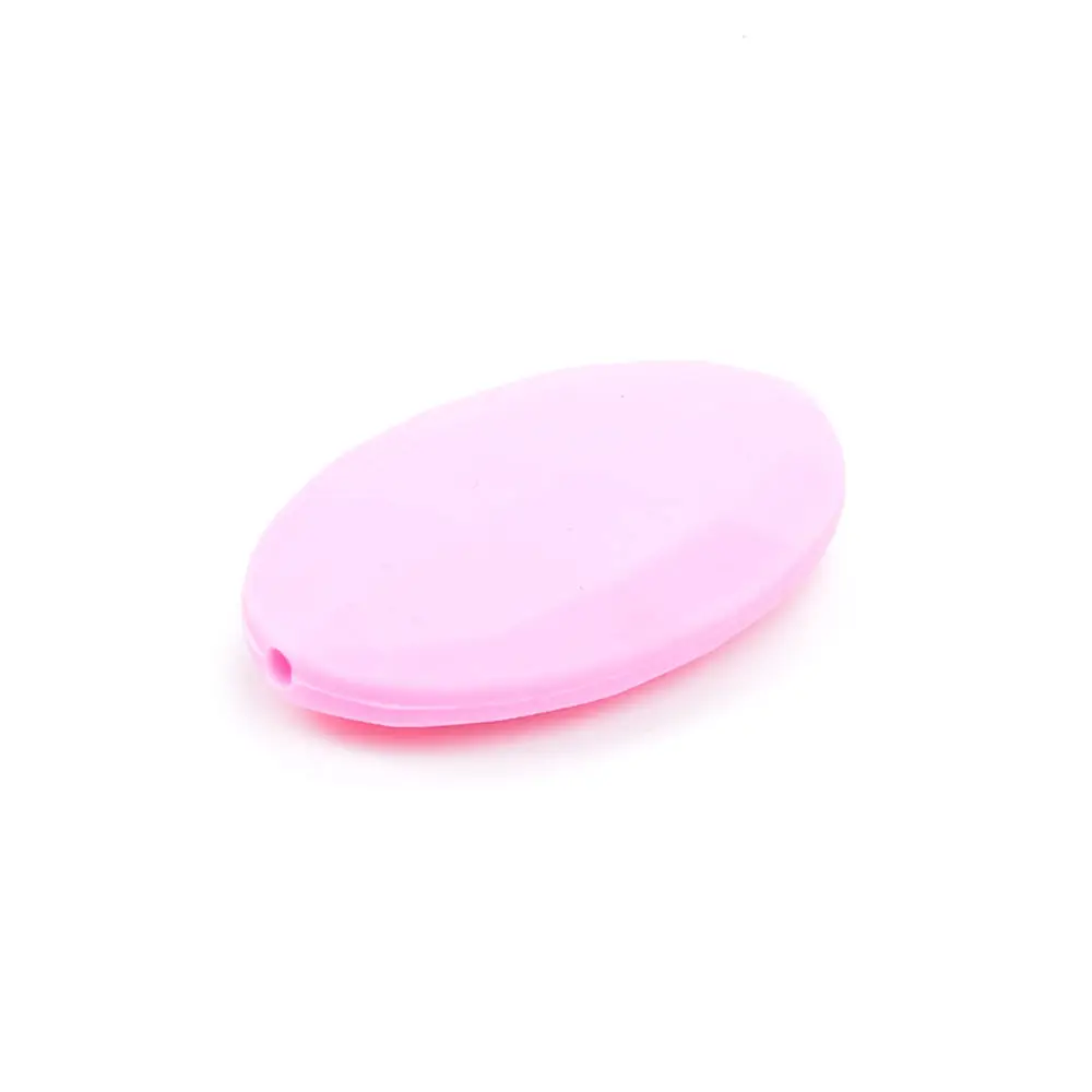 LOFCA-Cuentas de silicona sin BPA para morder para beb&eacute;, abalorios planos de forma ovalada para morder, accesorios de juguete para dentici&oacute;n, 50 Uds.-2