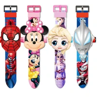 disney mickey frozen childrens cartoon 3d projection electronic watch 24 pictures with clamshell flip anime toy birthday gifts